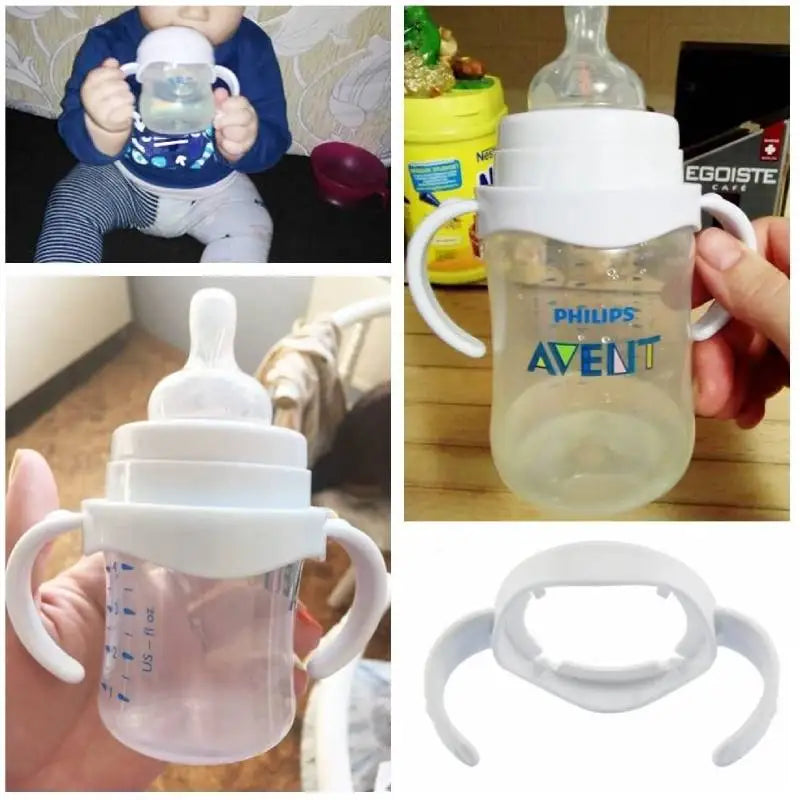 Easy-Grip Baby Bottle Handles - Universal Nursing Bottle Holder for Avent Natural Wide Mouth PP and Glass Feeding Bottles
