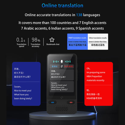 Portable S85 Language Translator Device - 138 Languages, Voice & Offline Translation, Video Recording Support