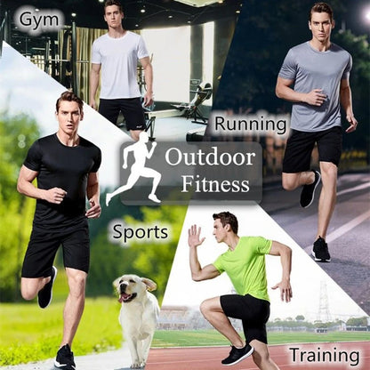 Men's Quick Dry Short Sleeve Gym Running T-Shirt | Moisture-Wicking Round Neck Sport Shirt | Lightweight Training Top