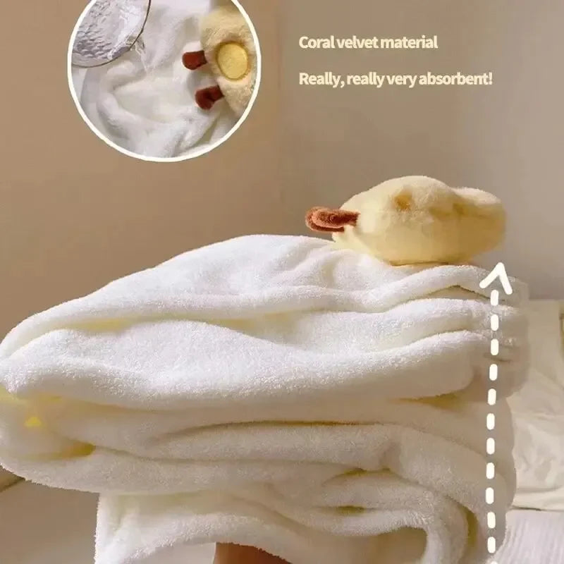 Cute Cartoon Wearable Bath Towel – Large Absorbent Quick-Dry Skirt Wrap for Women