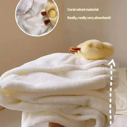 Cute Cartoon Wearable Bath Towel – Large Absorbent Quick-Dry Skirt Wrap for Women
