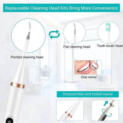 Electric Tooth Whitening Brush – Sonic Teeth Cleaner, Dental Scaler, Plaque & Calculus Remover Kit
