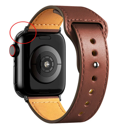 Leather Band for Apple Watch Ultra 2 – Compatible 49mm/45mm/44mm/41mm/40mm/38mm, Wrist Bracelet Strap for iWatch Series 3–9, SE, 4, 5, 6, 7, 8 & 9