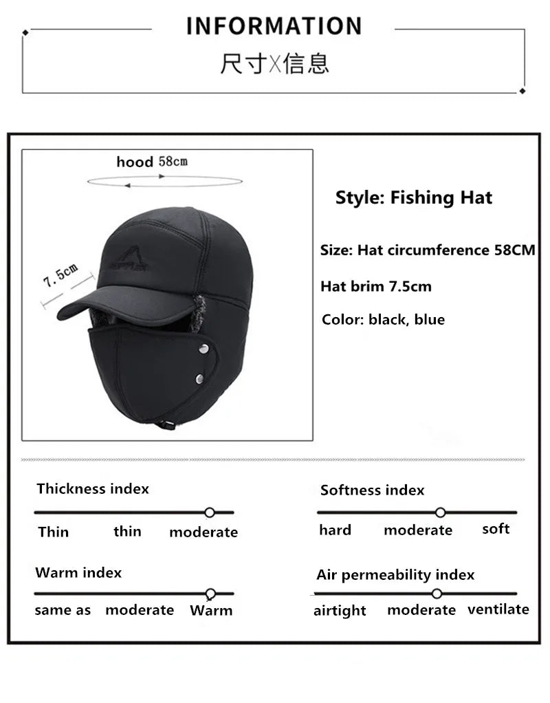 Winter Thickened Faux Fur Baseball Hat – Men’s & Women’s Skiing, Fishing, and Outdoor Cold Weather Hat