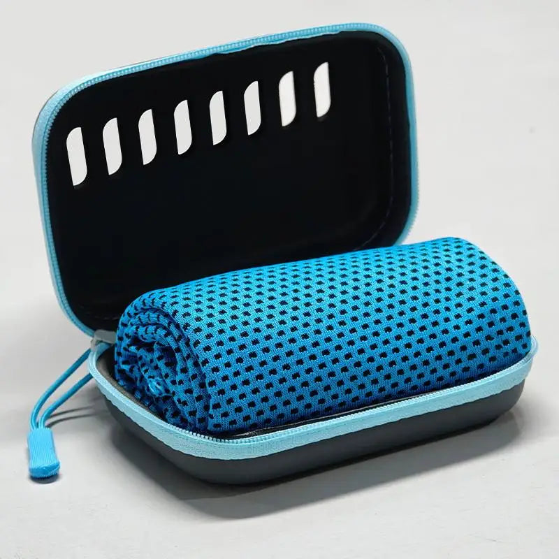 Cooling Towel with EVA Case - Quick-Dry Portable Sports Towel for Camping, Hiking, Gym & Yoga