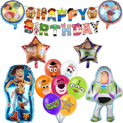 Disney Toy Story Buzz Lightyear Birthday Party Decoration Set – Foil & Latex Balloons, Happy Birthday Banner & Cake Topper for Kids Boys Hero Theme Party