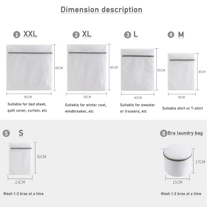 Reusable Zipper Laundry Bag for Washing Machine – Coarse Mesh Organizer for Lingerie, Shoes, Bras & Clothes