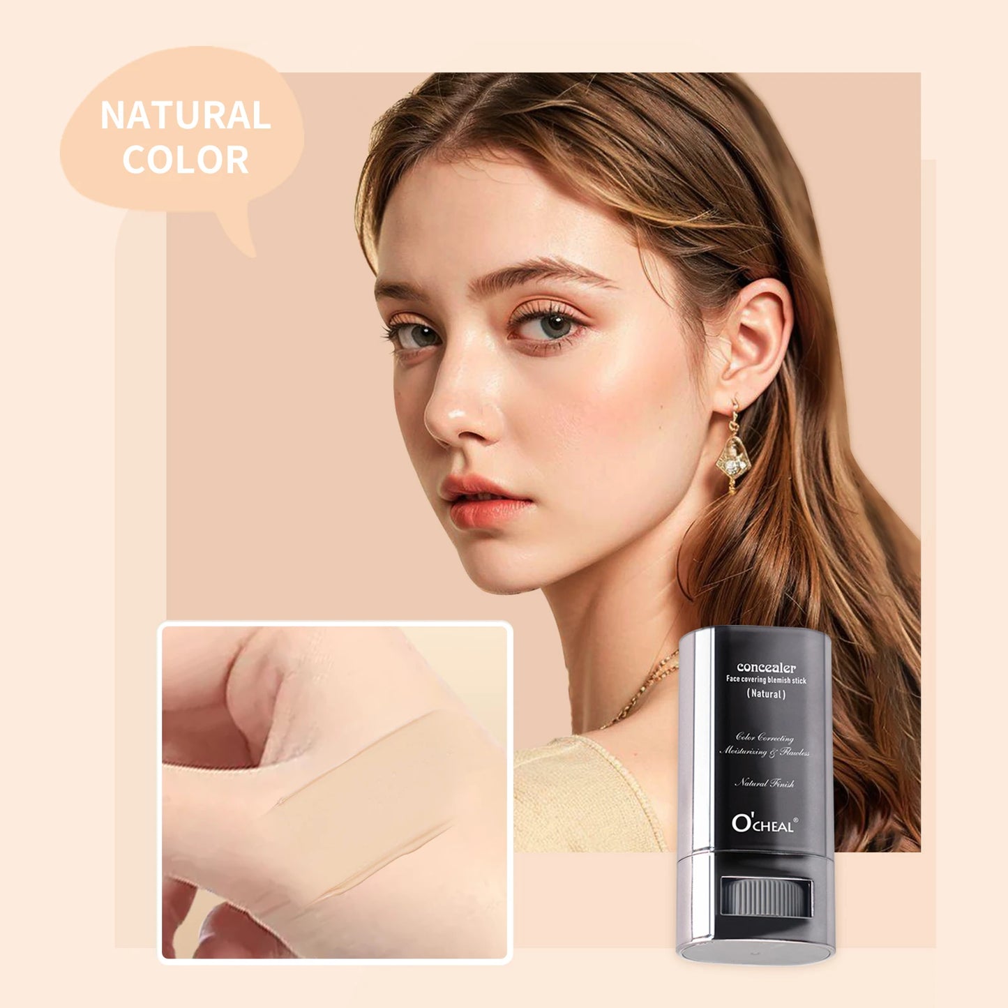Ocheal Foundation and Contour Stick – Long-Wear Lightweight Concealer, Bronzer, and Brightening Makeup Pen