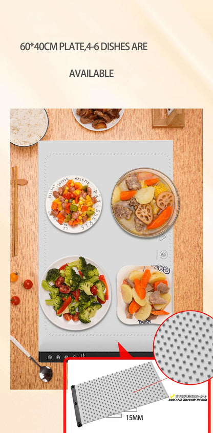 Silicone Heating Mat for Food – Adjustable Temperature Rollable Food Warming Tray for Buffets, Parties, and Sabbath