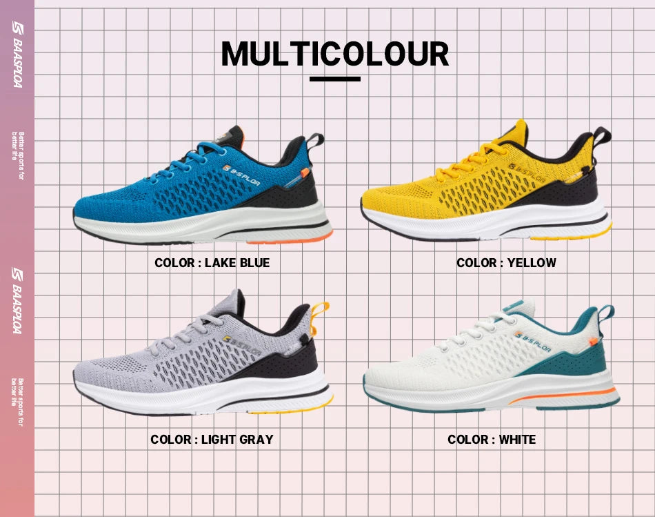 Baasploa Lightweight Running Shoes for Men - 2023 Designer Mesh Lace-Up Sneakers for Outdoor Sports