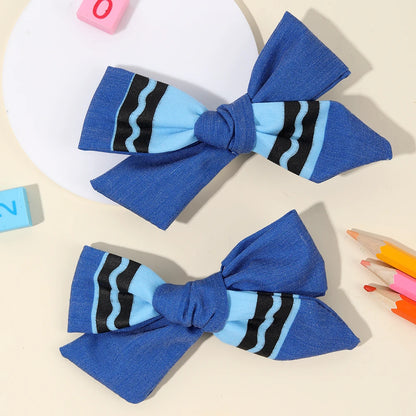 2Pcs Pencil Bow Hair Clips - Cute Kawaii Back to School Hairpins for Girls Kids