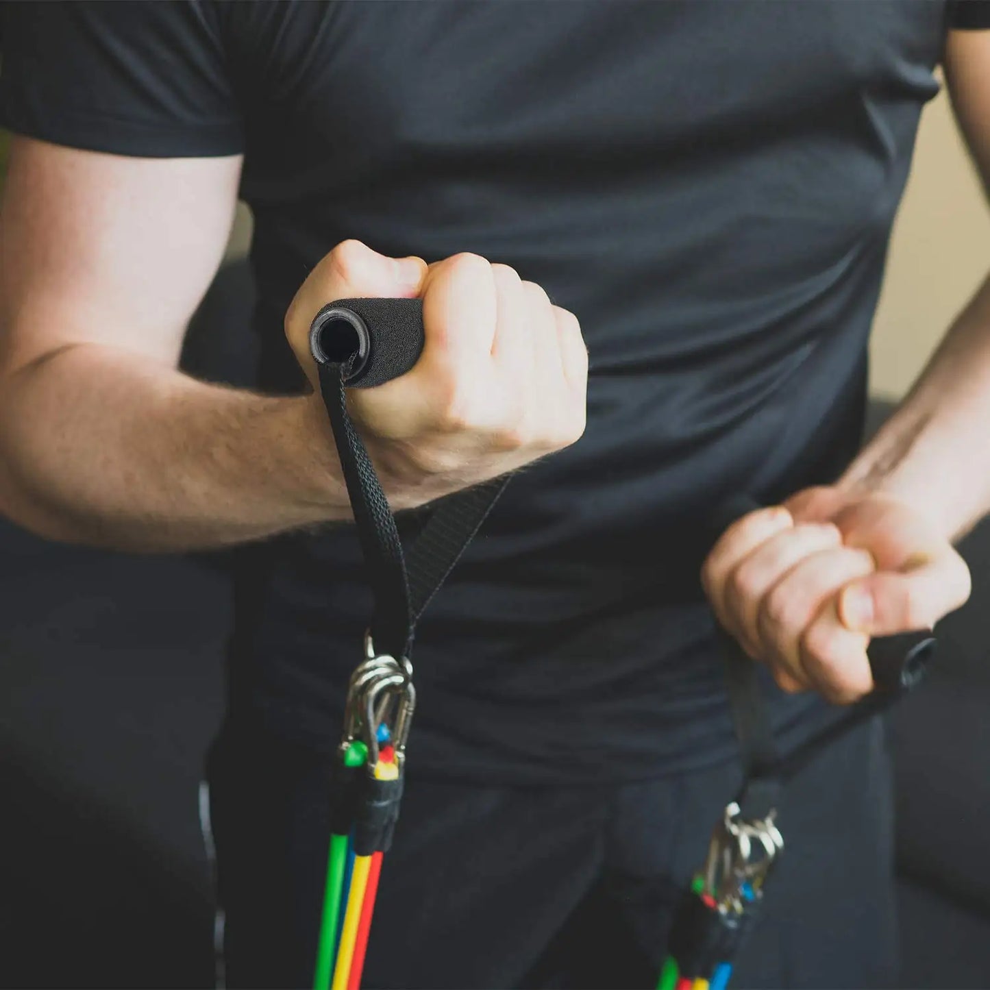 Resistance Bands Handle Bar Attachment — Fitness Pulley Strap for Home Gym Workout Accessories