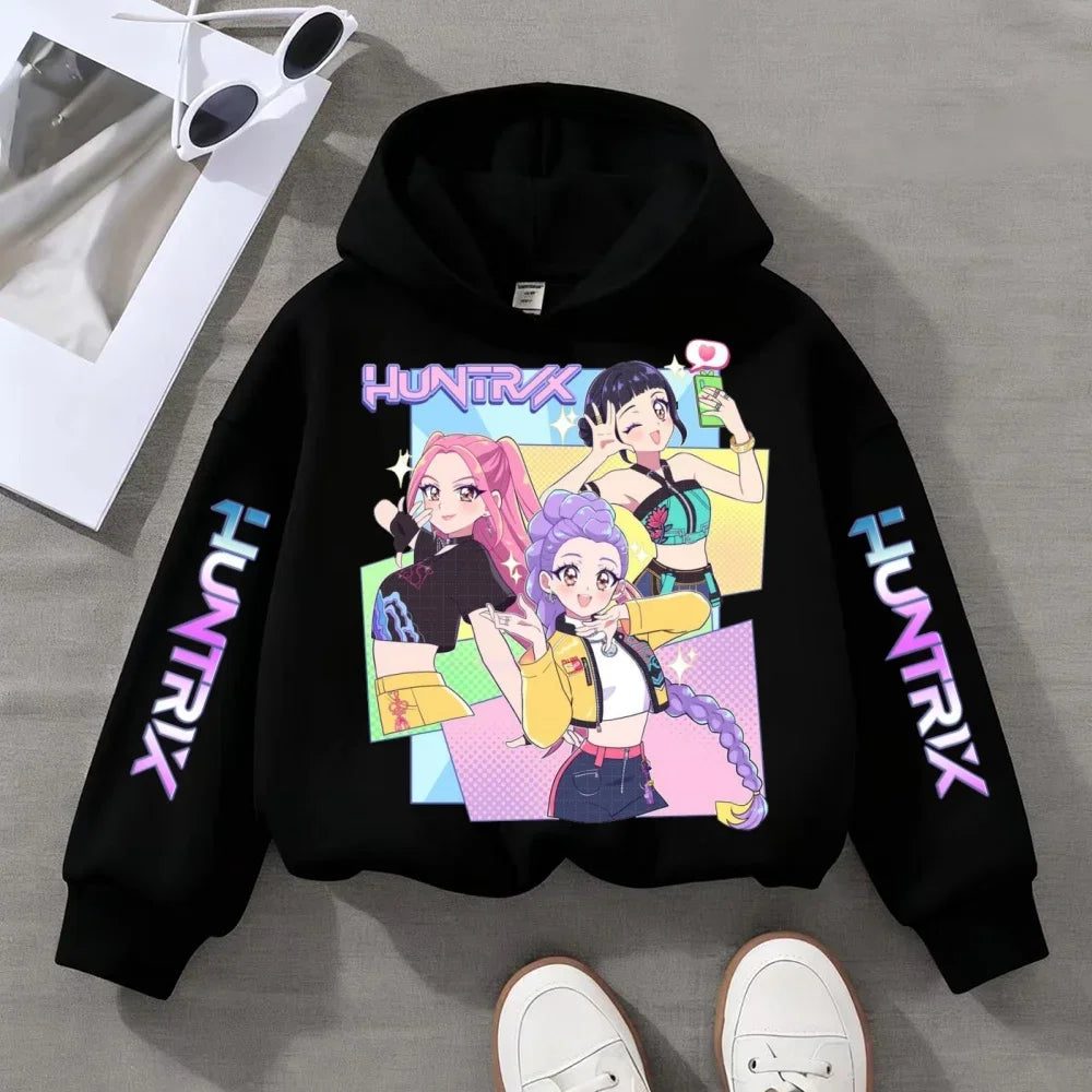 KPop Devil Hunter Printed Kids Hoodie – Autumn & Winter Warm Casual Sweatshirt for Boys & Girls