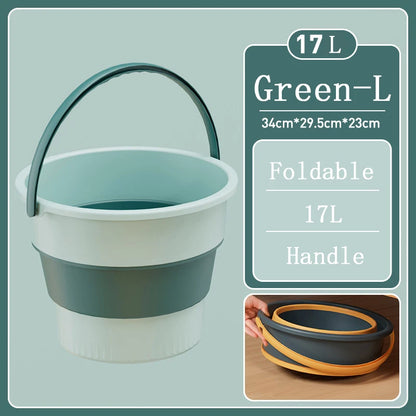 Portable Foldable Silicone Bucket - 5/10/17L Collapsible Basin for Camping, Laundry, Car Wash, Fishing & Household Use