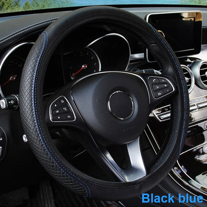Universal Car Steering Wheel Cover - Microfiber Leather, Anti-Slip & Breathable, Fits 37-39cm Steering Wheels