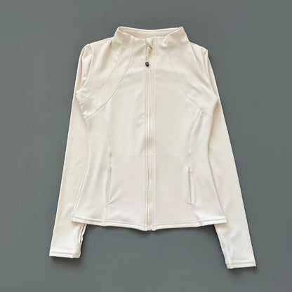 Women's Quick-Dry Fitness Jacket - Slim-Fit Stand Collar Zipper Yoga, Running & Cycling Top