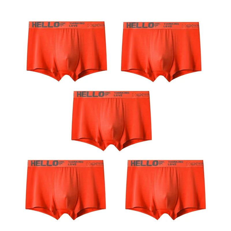 1/5PCS Men's Breathable Underwear – Comfy, Quick-Drying Stretchy Boxer Trunks, Sexy & Trendy Boxer Panties