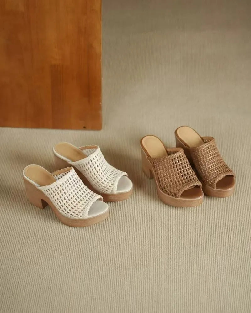 Women’s Platform High Heel Summer Sandals – Thick Sole Casual Slip-On Shoes