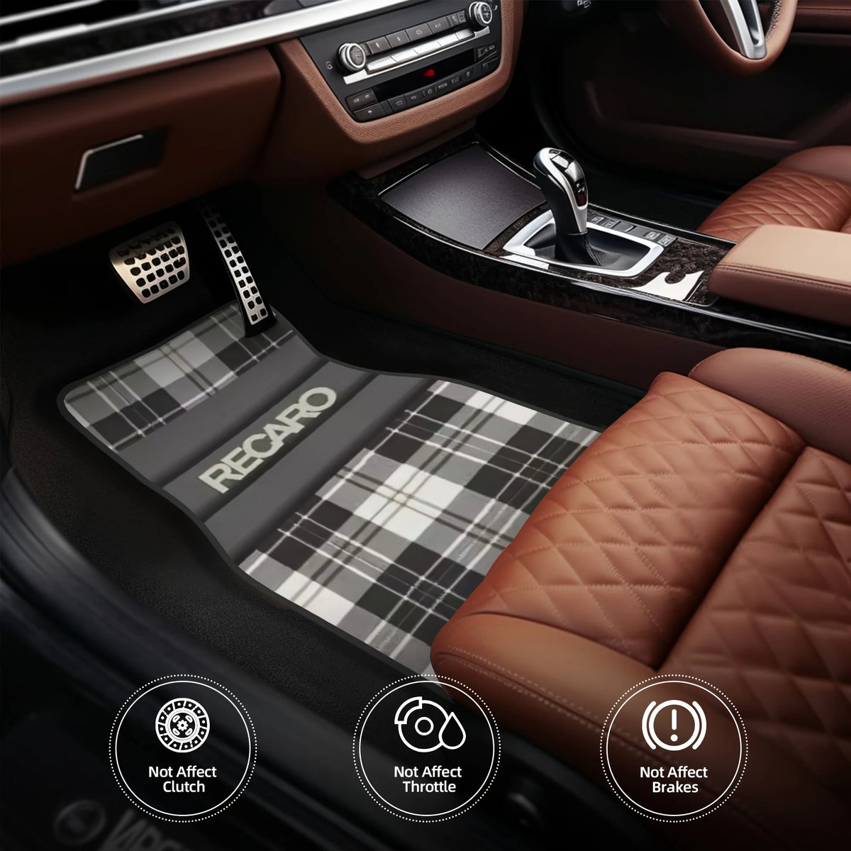 RECARO Heavy-Duty All-Weather Floor Mats - 4-Piece Car Interior Protection Set with Pedal Cutouts