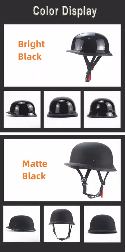 Vintage Motorcycle Cruiser Helmet – Retro Open Face Half Helmet, Germany Safety Helmet for Scooter & Motorcycle