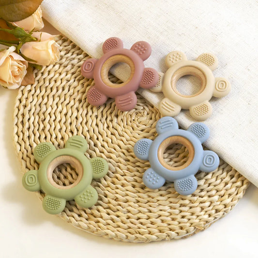 Baby Silicone Teether Necklace - Rudder Shape BPA Free Sensory Chewing Toy for Infant Teething Relief