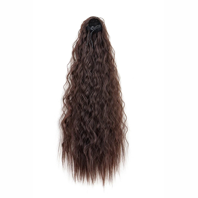 22-Inch Kinky Curly Ponytail Extension - Synthetic Drawstring Clip-In Hairpiece for Women