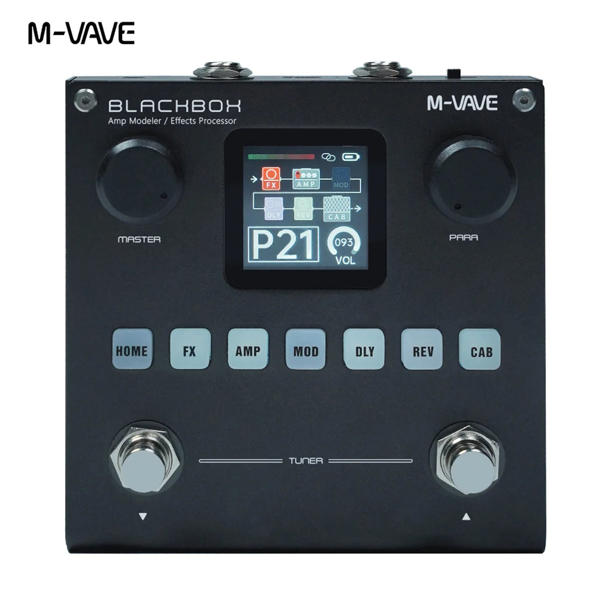 M-VAVE BLACKBOX Multifunctional Guitar/Bass Effect Pedal – 80 Editable Presets, 6 Effects Modules, Built-in Battery