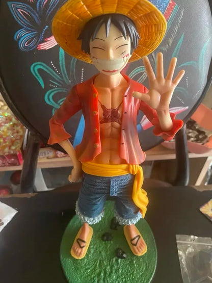 One Piece 42.5cm Straw Hat Monkey D. Luffy Figure – 1/4 Scale Large Smiley Anime Statue, Decorative Doll Toy Gift