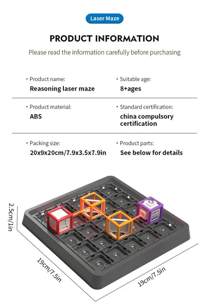 60-Level Laser Maze STEM Game — Educational Logic & Thinking Board Game for Kids, STEM Challenge & Stacking Toy