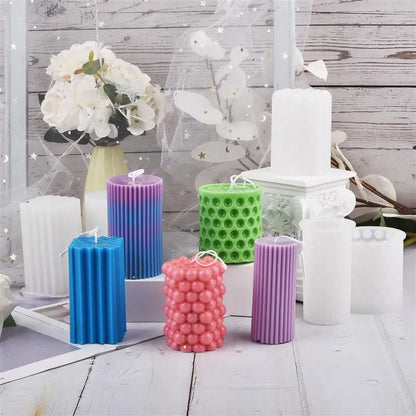Classical Striped Roman Cylindrical Silicone Candle Mold | DIY Candle Making Holder | Handmade Design Shape
