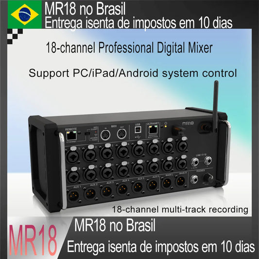 MR18 Professional Digital Audio Mixer – Multi-Track DJ Studio Mixing Console & Recording Sound Table