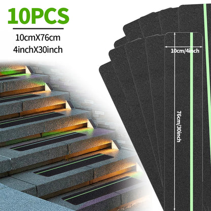 Glow in the Dark Anti-Slip Traction Tape Green Stripe Abrasive Adhesive Stair Tread Safety Grip Tape for Indoor & Outdoor Use