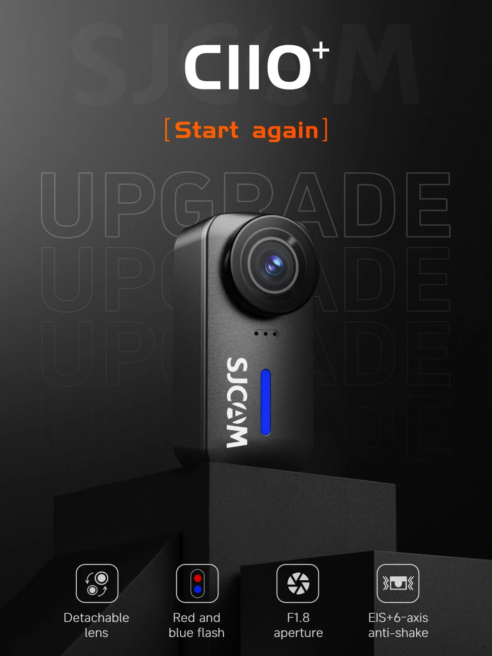 SJCAM C110+ 4K Action Camera – 30fps, 6-Axis GYRO, WiFi Remote, 1050mAh, Portable Sports DV for Helmet & Motorcycle
