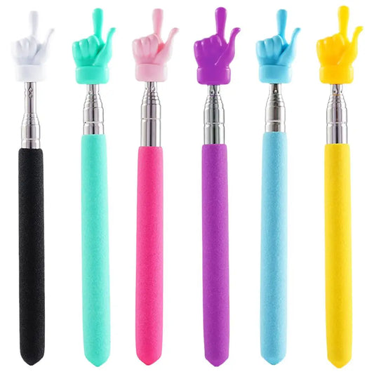 Retractable Teacher Pointer — Stainless Steel Telescopic Finger Design Stick for Classroom Teaching Supplies