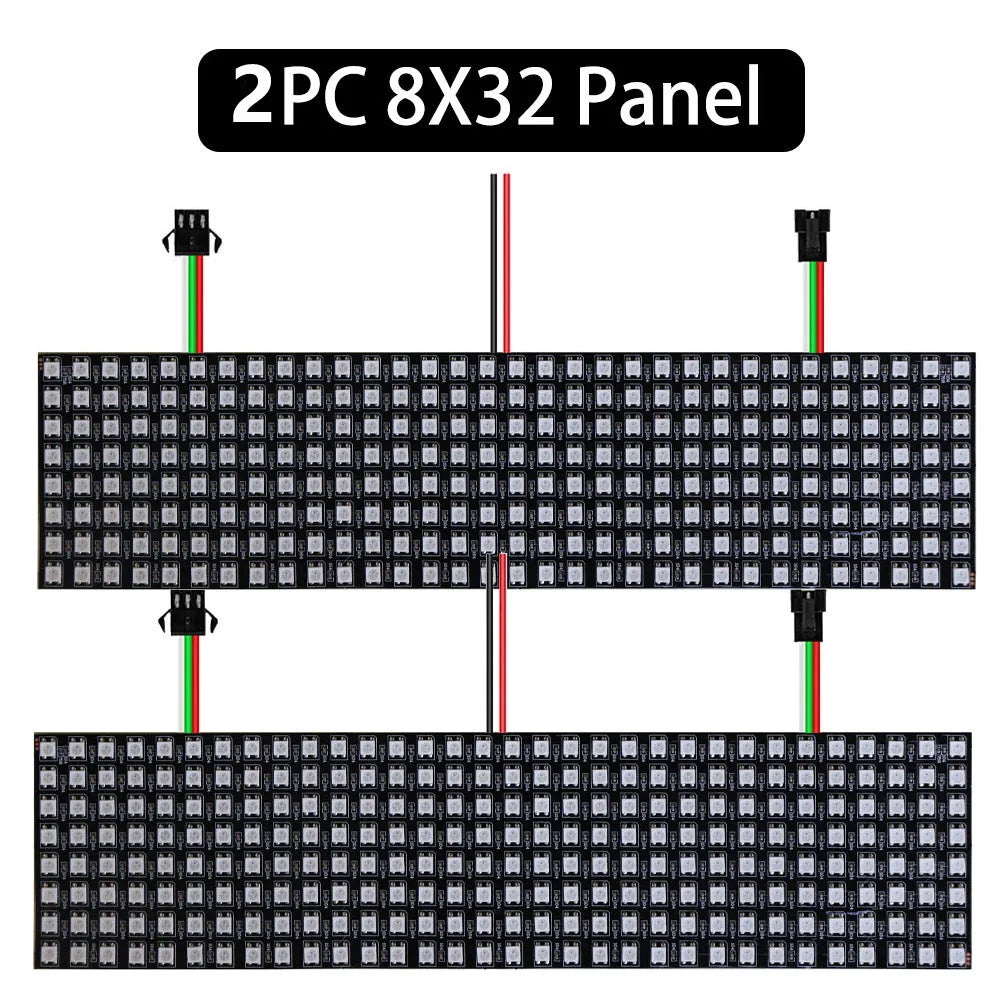 WS2812B RGB LED Pixel Matrix Panel - Individually Addressable Flexible 8×8, 16×16 or 8×32 LED Screen, DC 5V