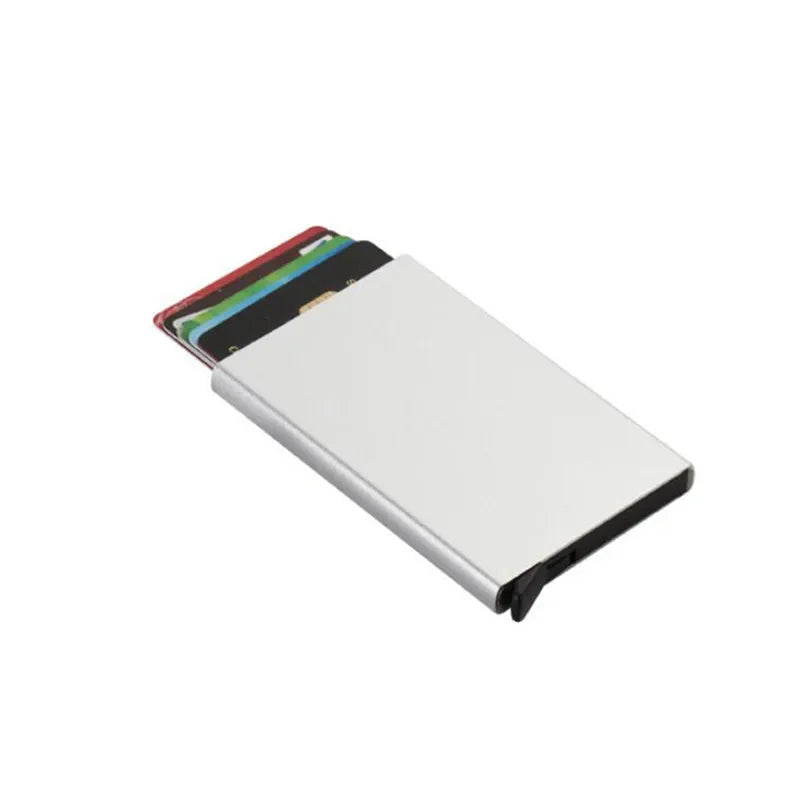 Automatic Flip Card Holder Sleeve — Large Capacity Metal Wallet with 12 Slots, Anti-Theft Credit Card Case for Men