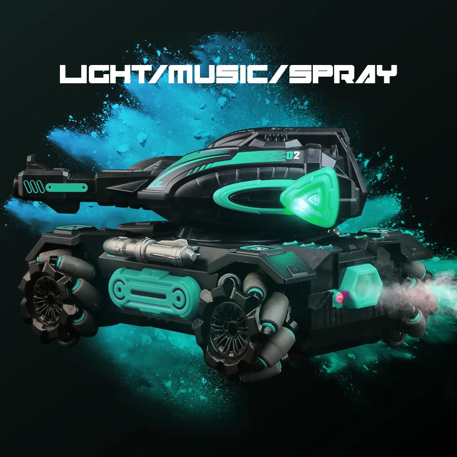 RC 2.4G Spray Car – Four-Wheel Stunt Water Polo Tank Toy for Boys, Remote Control Vehicle (Watch Sold Separately)