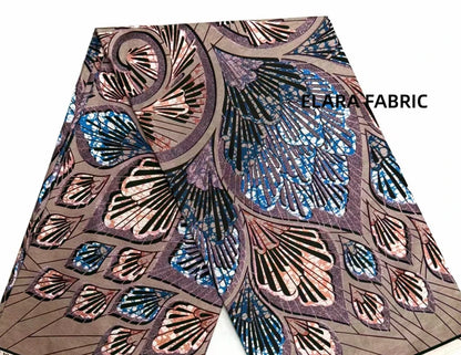 African Golden Glitter Wax Fabric - Soft Cotton Ankara Batik Print Material for Uniforms