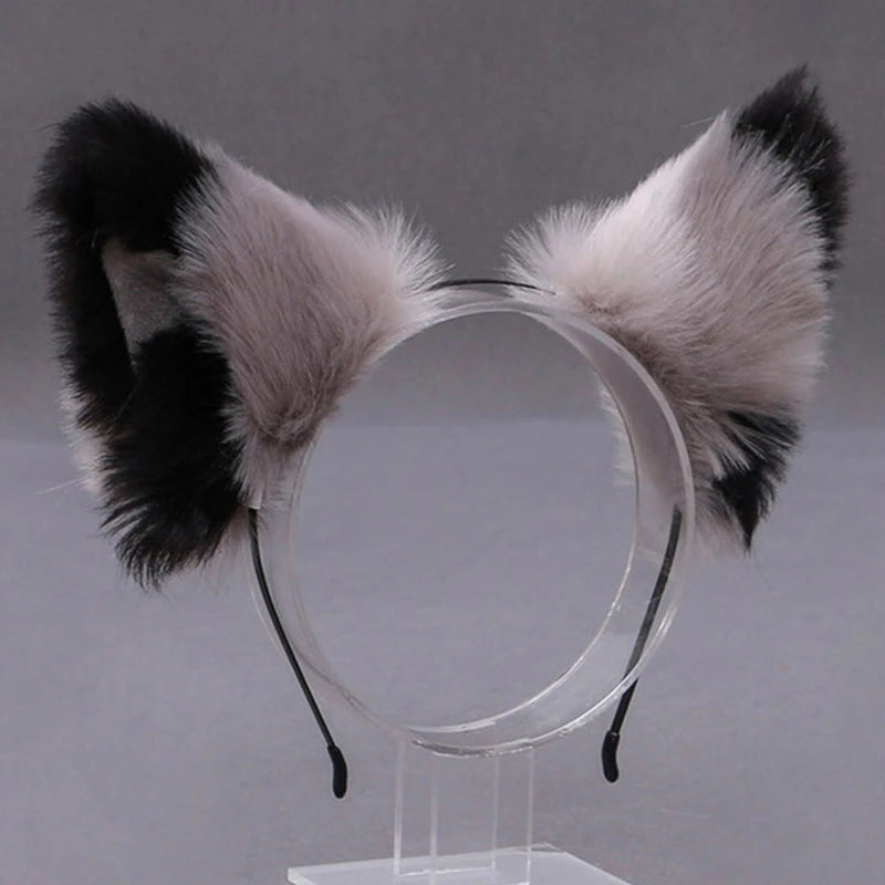 Lolita Animal Cat & Fox Ear Hair Hoops — Cosplay Faux Fur Hairband for Girls, Halloween Anime Headwear Accessory