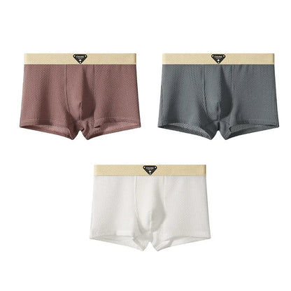Men’s Ice Silk Boxer Shorts – Breathable Satin-Like Mesh Summer Underwear, Skin-Friendly Comfort Fit (1–3 Pack)