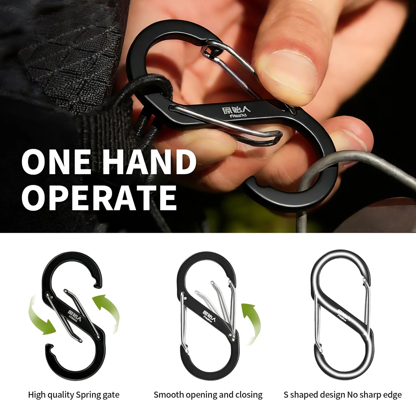 PRIMITIVE Aluminum Alloy Carabiner - Heavy Duty Dual Lock S-Biner Keychain Hook