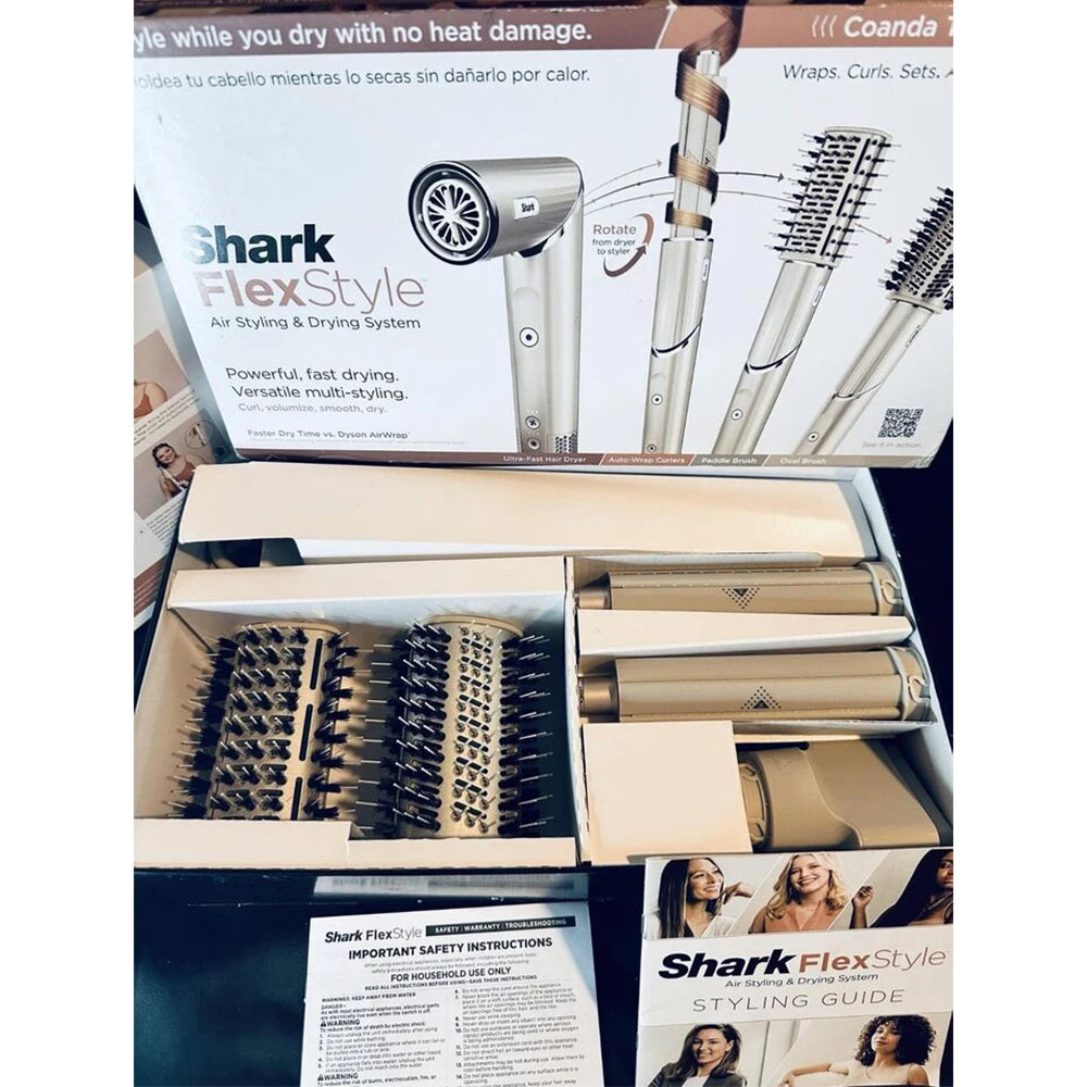 Shark HD430 FlexStyle Hair Dryer & Airwrap – Negative Ion Blow Dryer Brush, Multi-Styler with Auto-Wrap Curlers