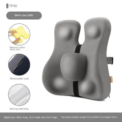 Memory Foam Seat Cushion & Back Support Pillow Set — Orthopedic Ergonomic Coccyx, Hip & Lumbar Relief for Office Chair & Car
