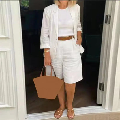 Women’s Cotton Linen 2 Piece Set - Lightweight Elastic Waist Shorts Summer Casual Outfit