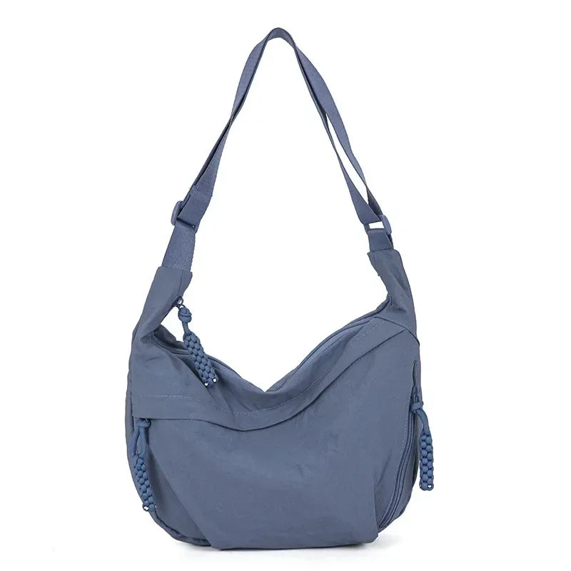 Trendy Women’s Soft Cloth Shoulder Bag | Solid Color Casual Crossbody & Hobo Bag for Students