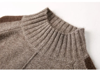 Turtleneck Knitted Sweater for Women – Autumn/Winter Warm Thick Pullovers, Wool Knit Crochet Y2K Split Jumper Cardigan