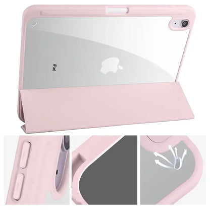 Clear Acrylic iPad Case with Pen Holder - Trifold Hard Back Cover for iPad 10th Gen, Air 11 & Compatible Models