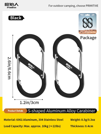 PRIMITIVE Aluminum Alloy Carabiner - Heavy Duty Dual Lock S-Biner Keychain Hook