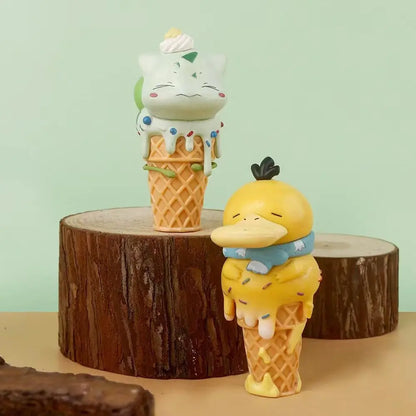 Pokémon Ice Cream Cone Blind Box Figure - Cute Psyduck and Gengar Anime Collectible Desktop Ornament Gift