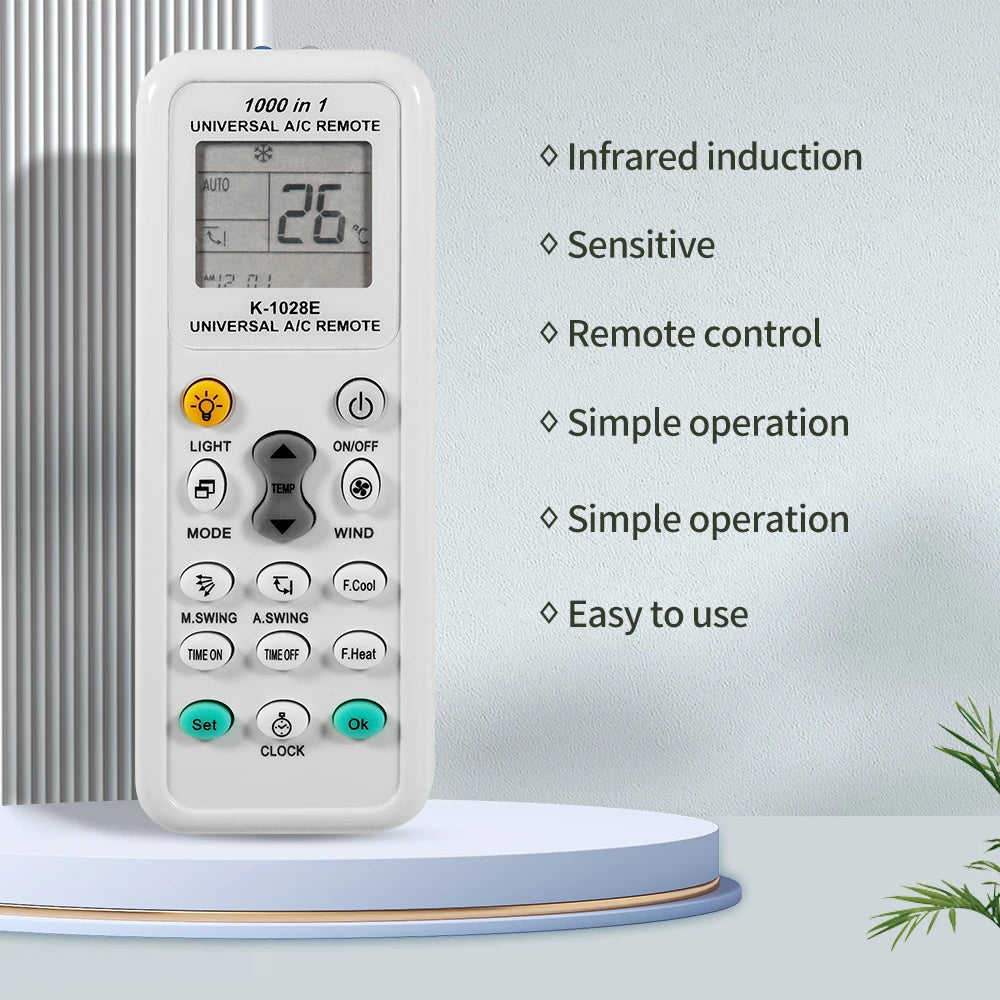 K-1028E Universal AC Remote Control — 1000 in 1 Digital LCD Air Conditioner Controller